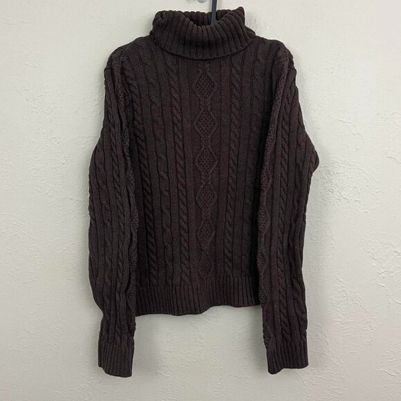 Willi Smith Brown Cable Knit Turtleneck Sweater - Picture 3 of 7